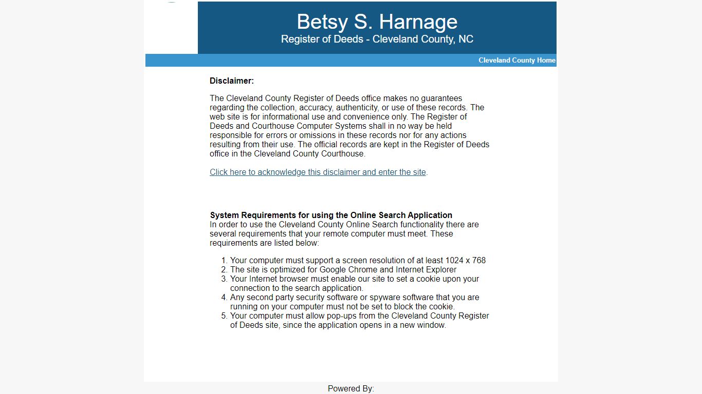 Register of Deeds - Cleveland County, NC