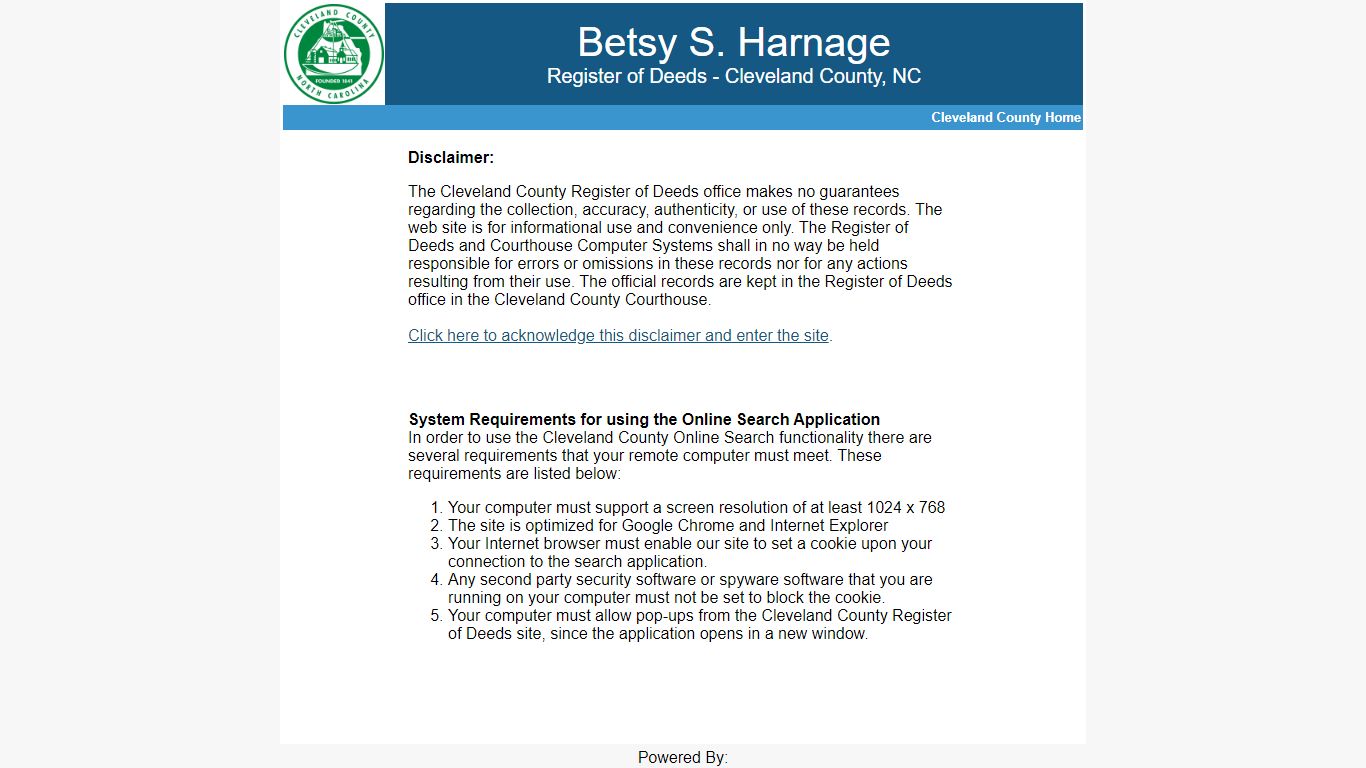 Register of Deeds - Cleveland County, NC - Courthouse Computer Systems